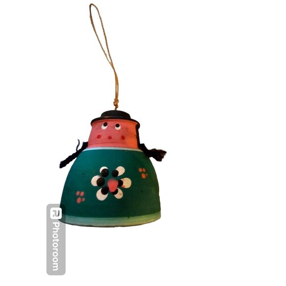 Hand-Painted Folk Art Clay Doll Ornament - Picture 2 of 2